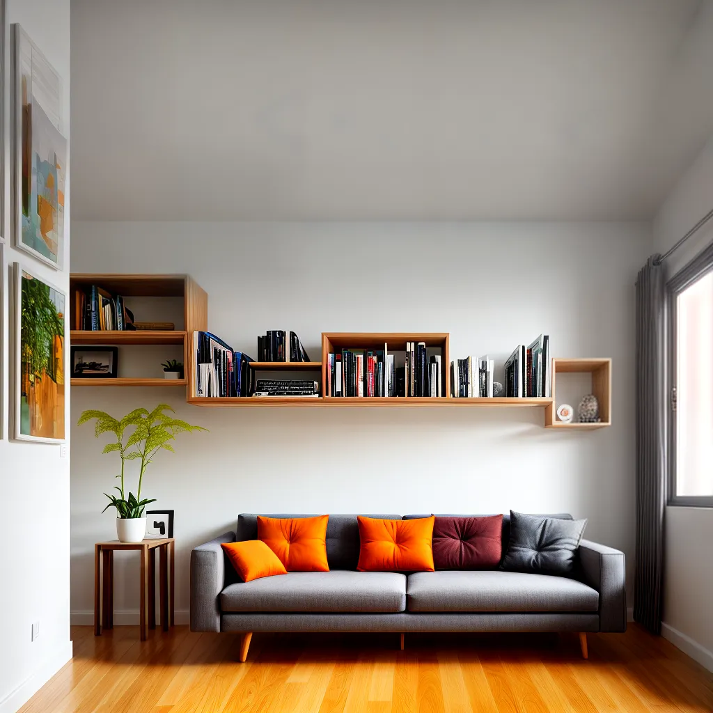 sala versatil sofa cama estante divisoria