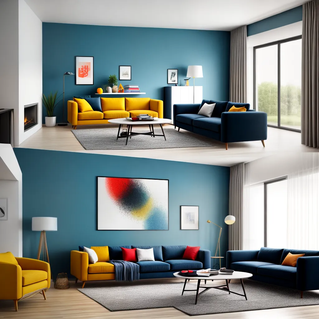 sala vibrante linhas cores bauhaus