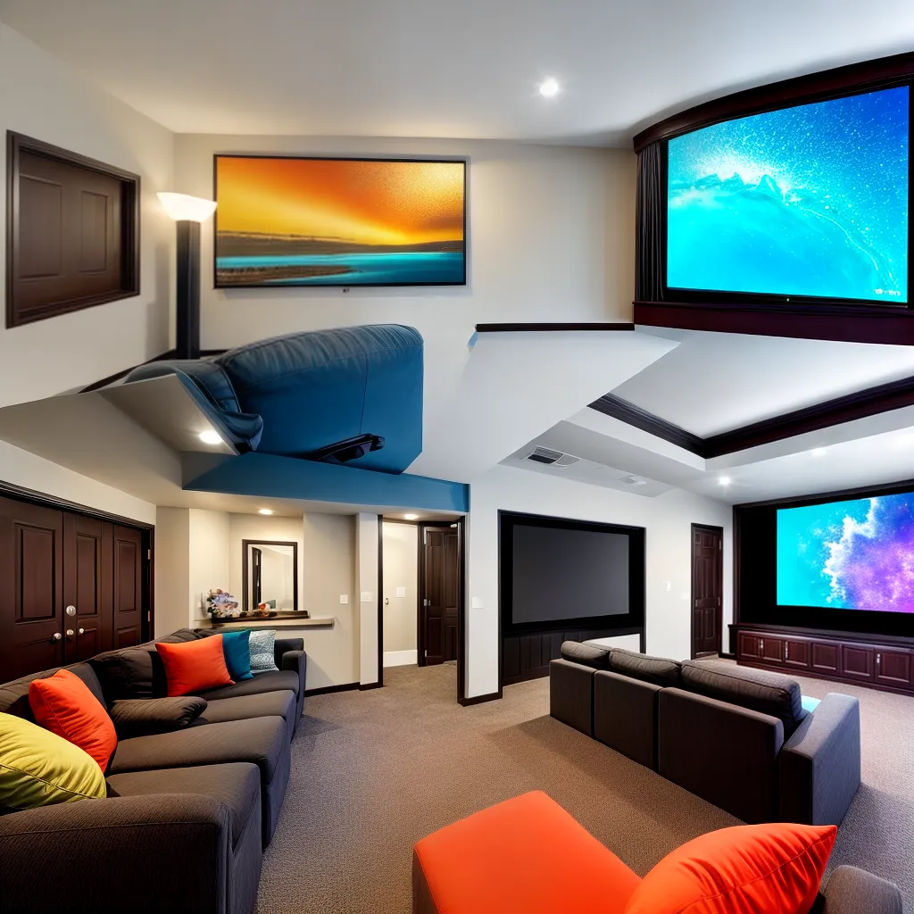 sala home theater arte abstrata