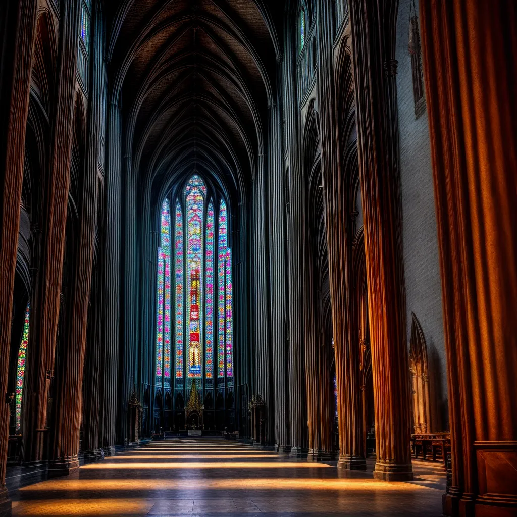 catedral gotica janelas vitrais ambiente