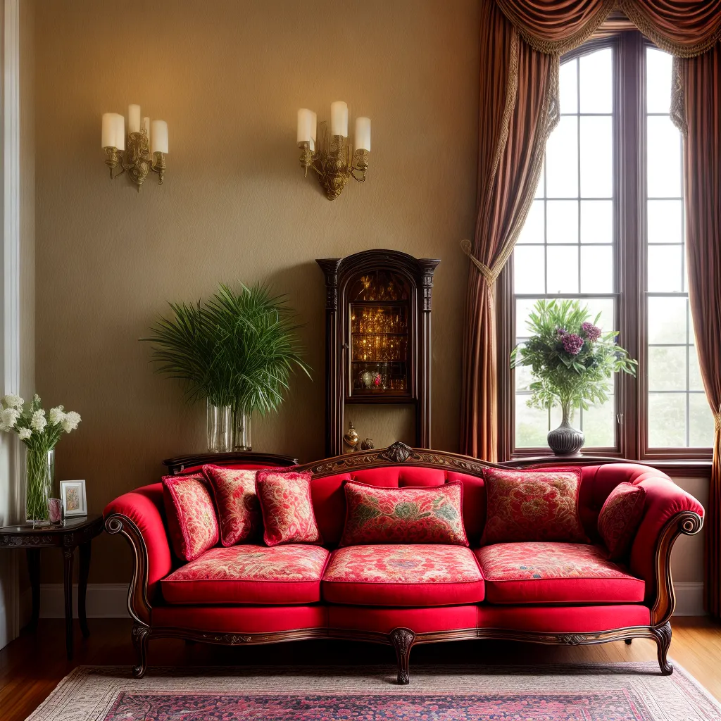 sala estar art nouveau sofa veludo