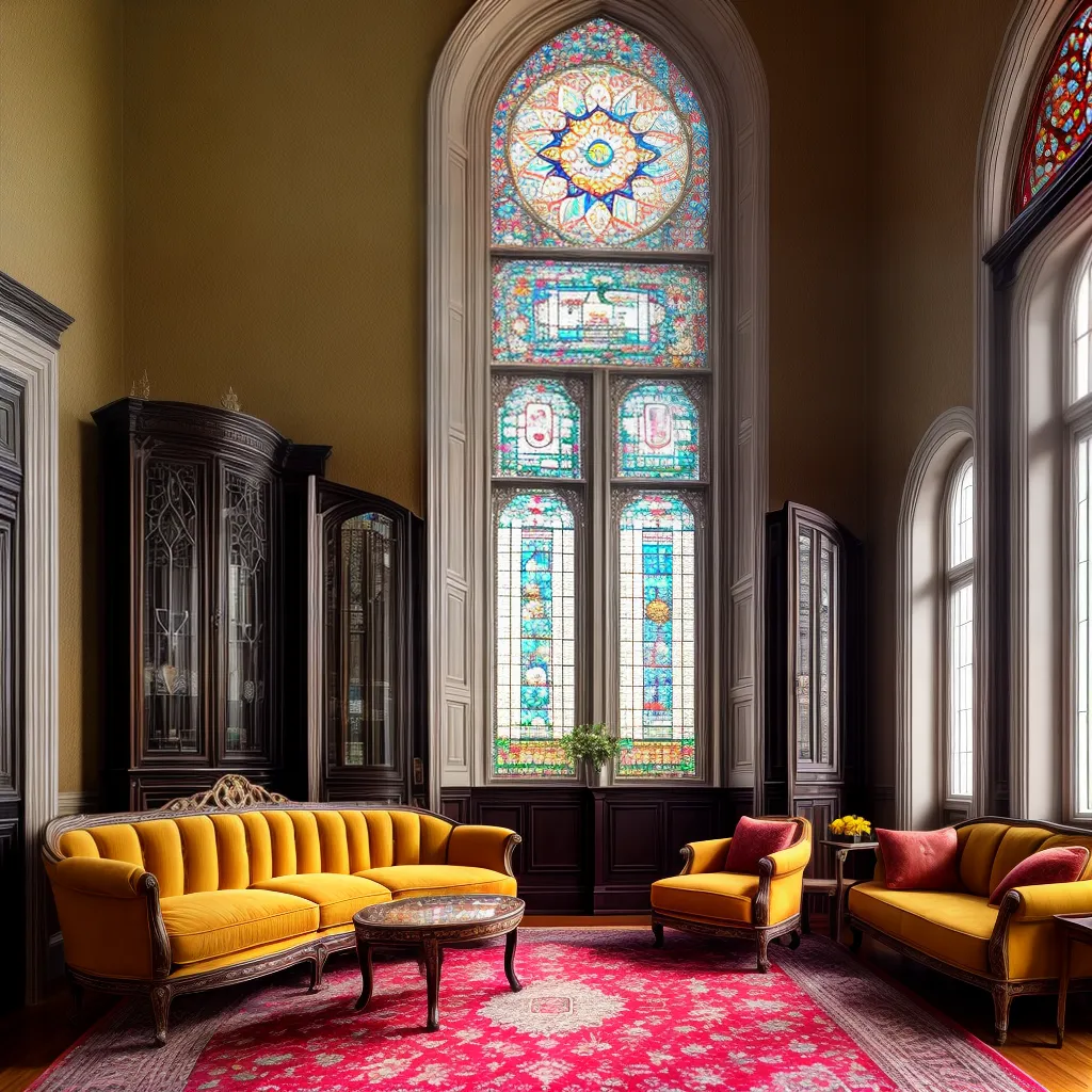 sala elegante curvas flores arte nouveau