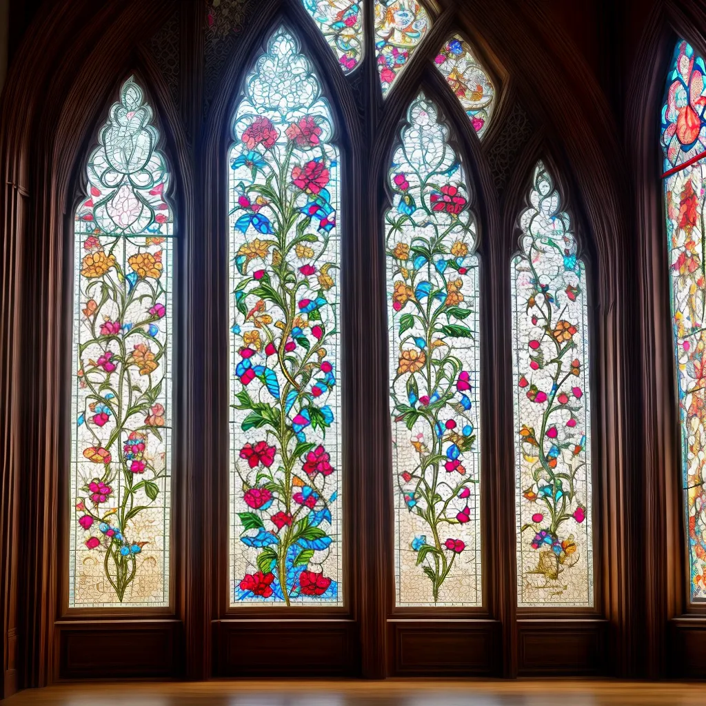 vitral art nouveau floral elegante