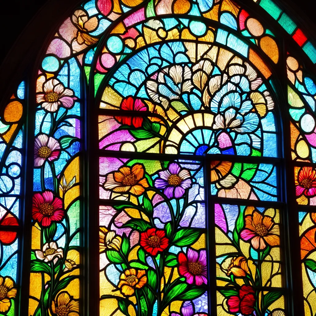 vitral art nouveau floral sombra