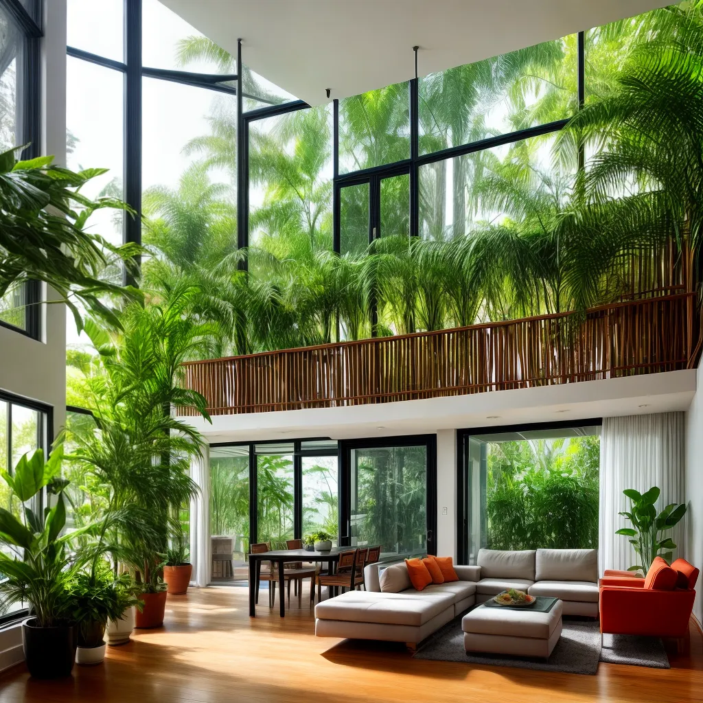 sala vibrante janelas verde natural