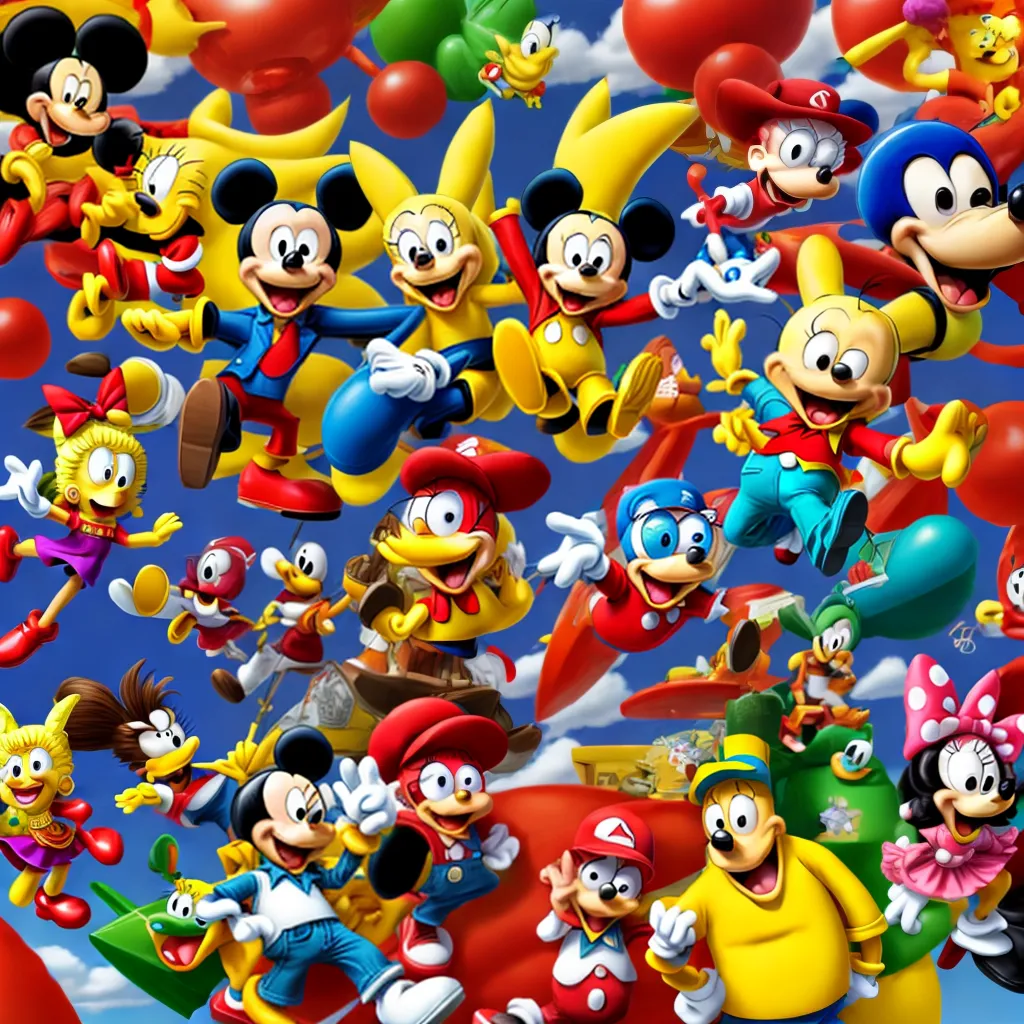 personagens desenhos animados coloridos papel de parede 1
