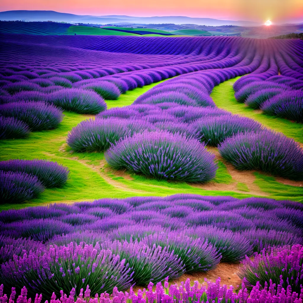 papel de parede campo lavanda por do sol