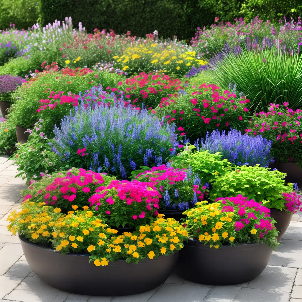 flores coloridas potes jardim em vasos flores coloridas potes jardim em vasos