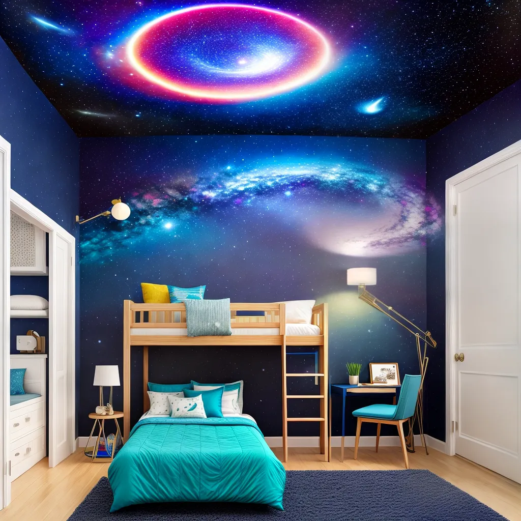 quarto espaco vibrante estrelas luzes