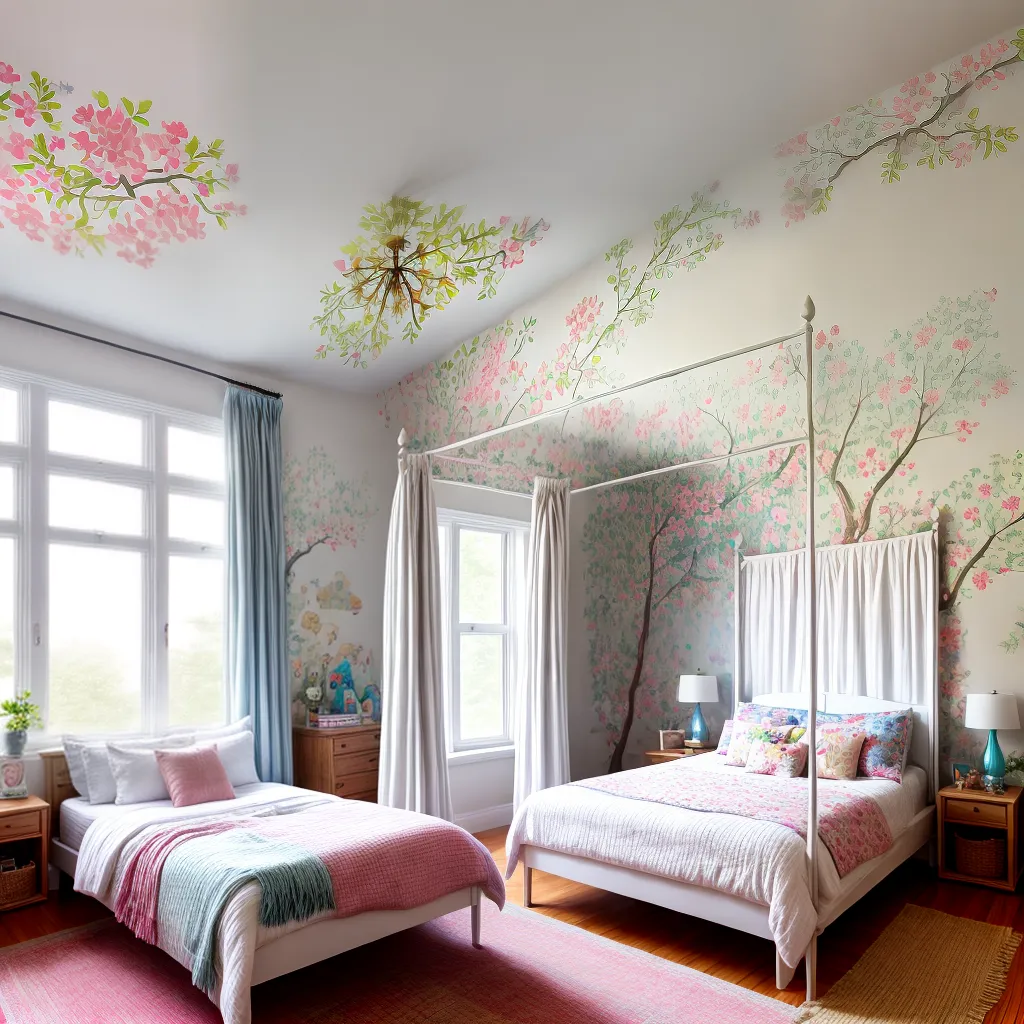 quarto tema fantasia mural cama canopy