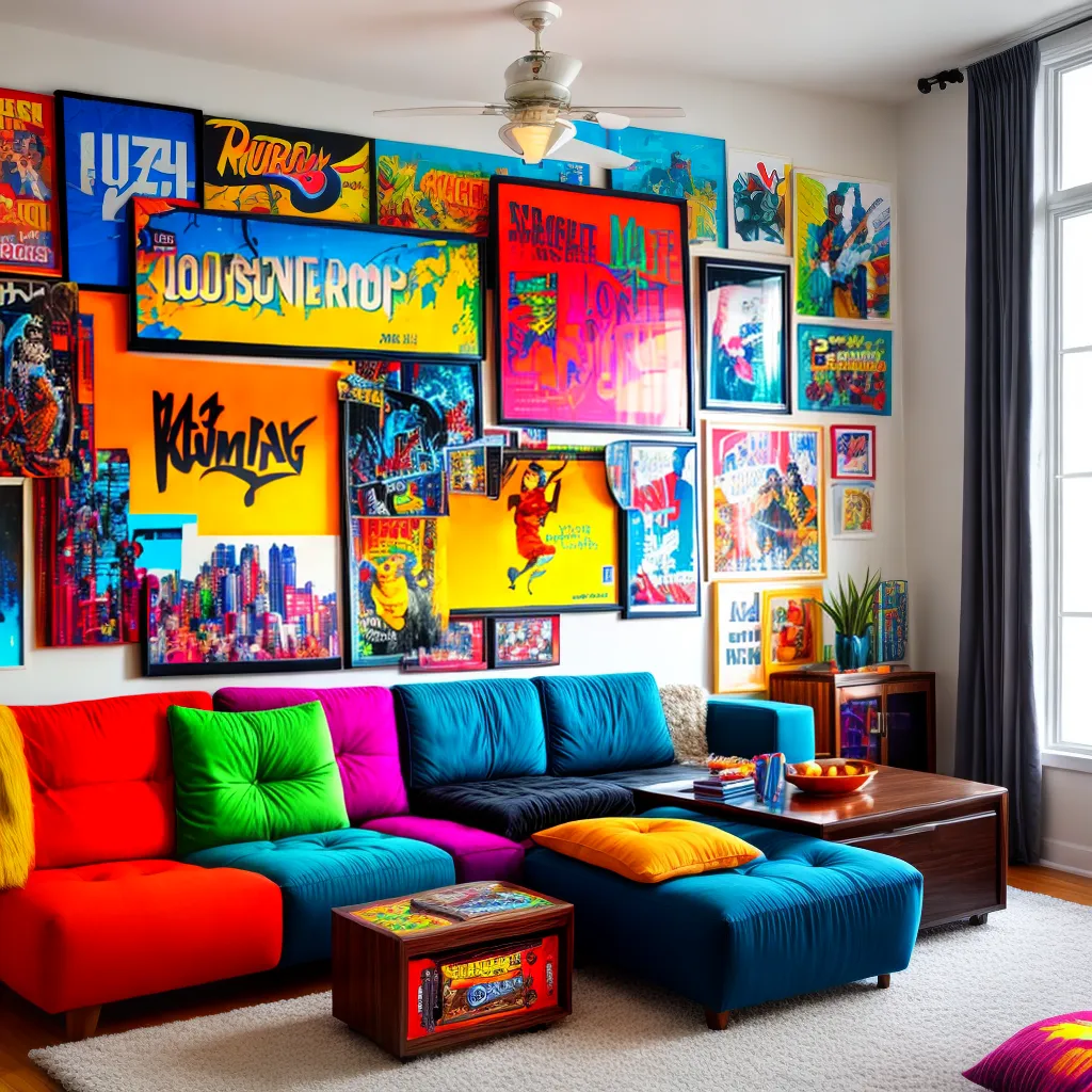 sala ecletica mural grafite decoracao