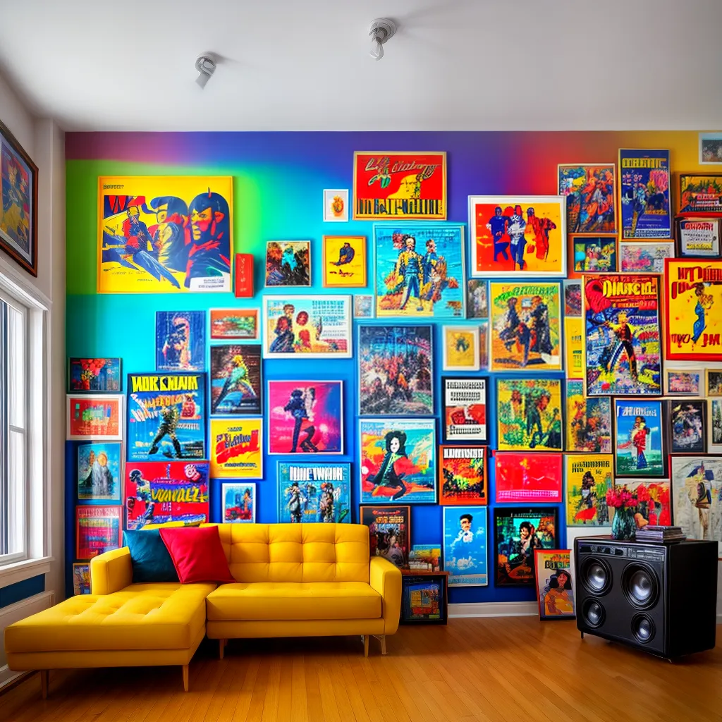 sala vibrante quadro pop retro