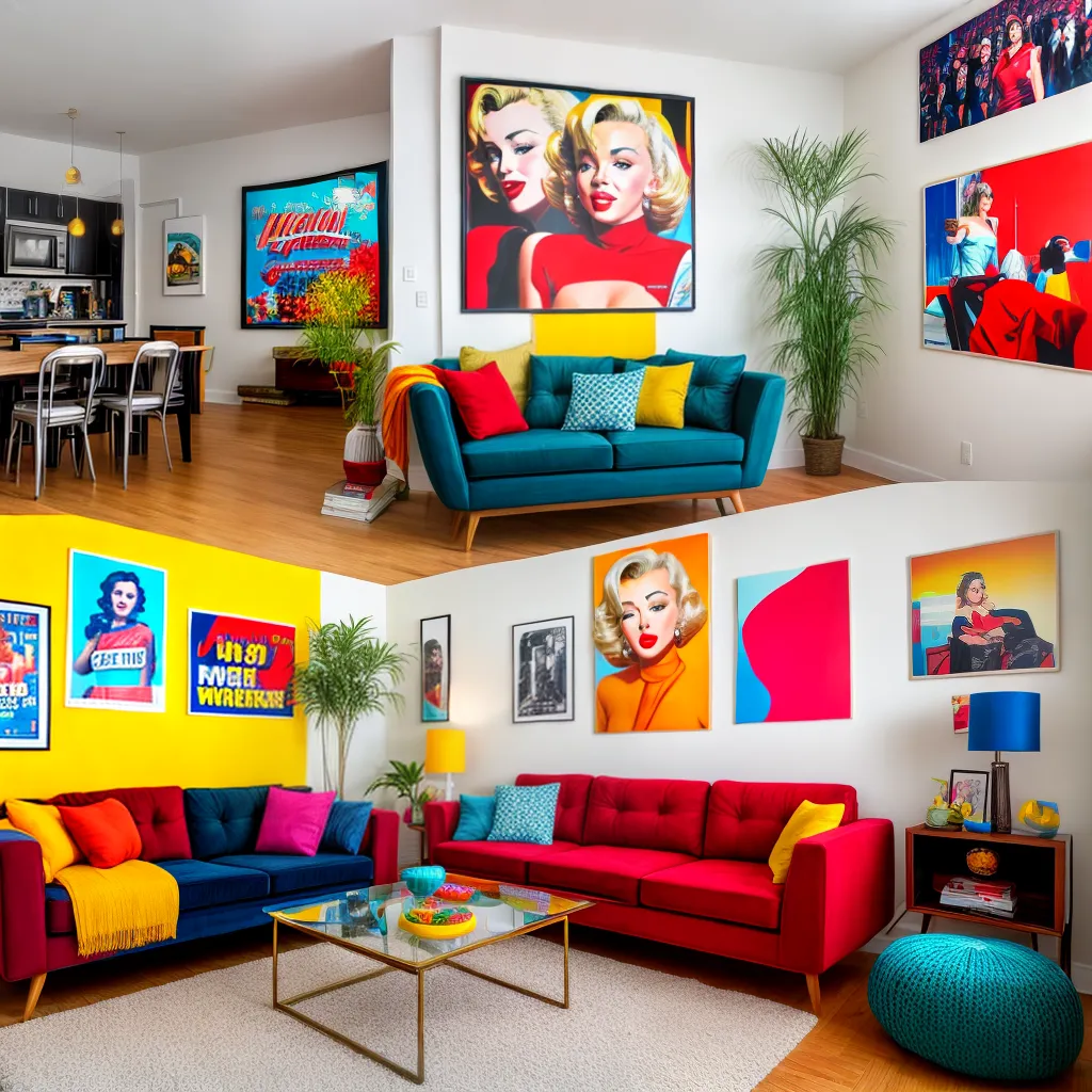 sala colorida pop art retro