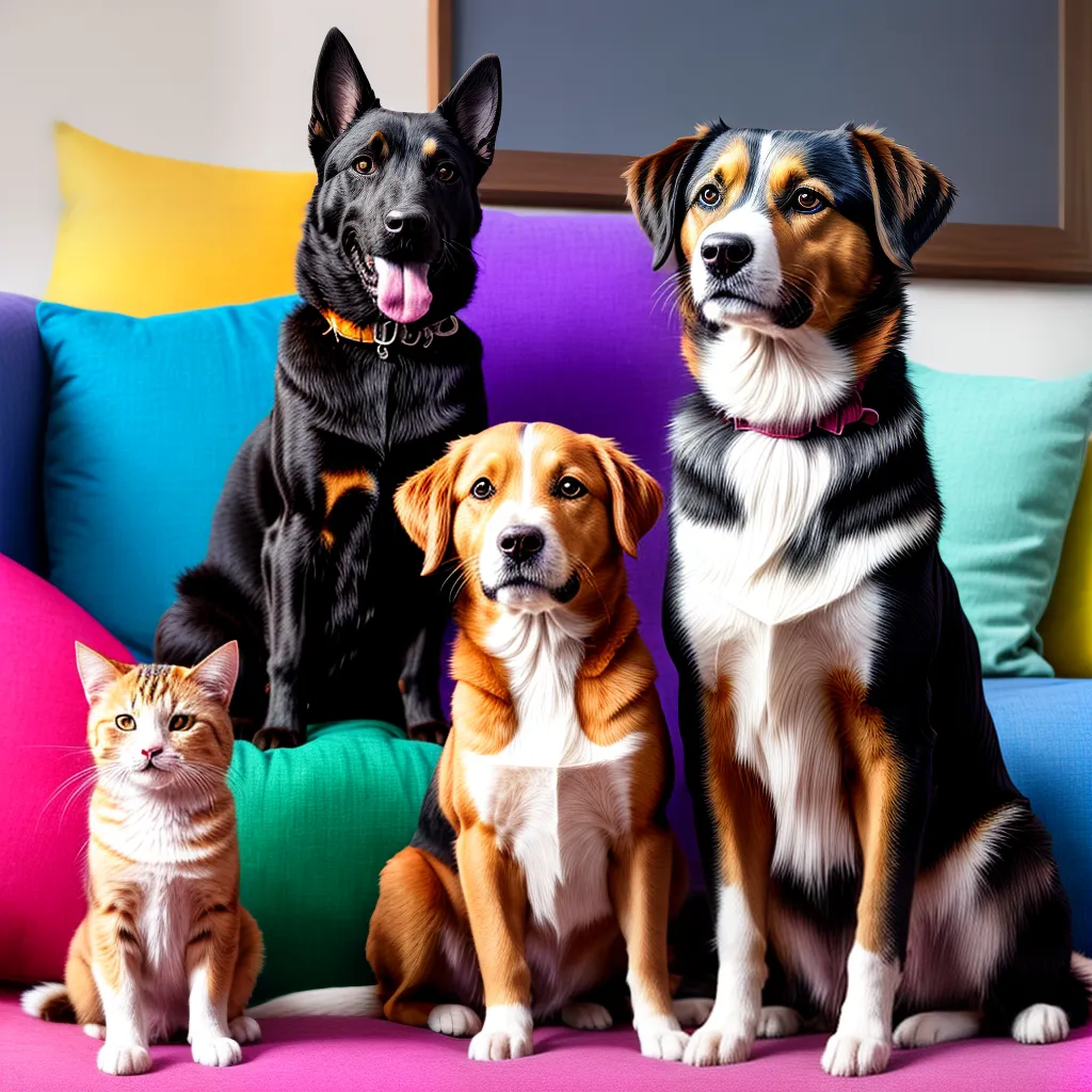 pintura cachorro gato sofa alegre pintura cachorro gato sofa alegre