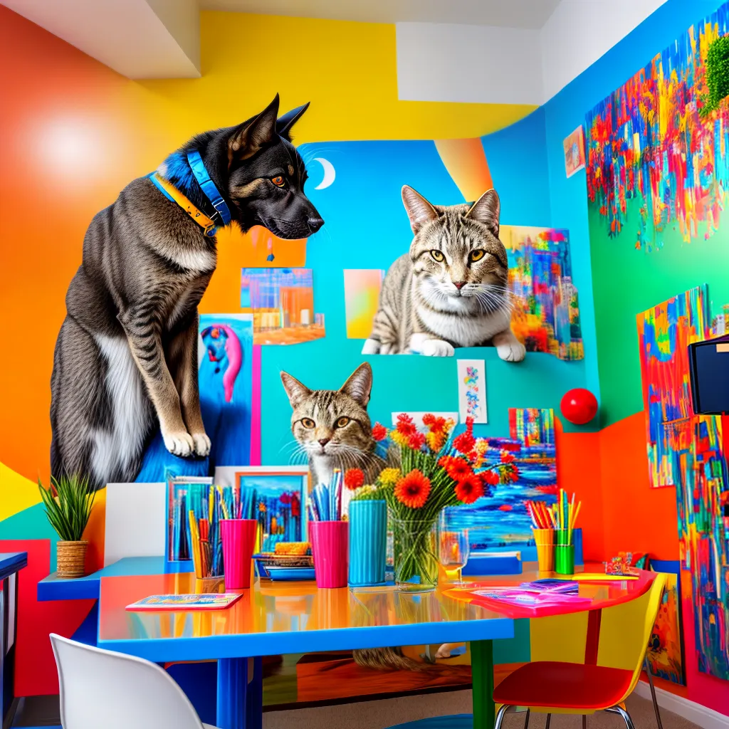 mural animais coloridos espaco pet