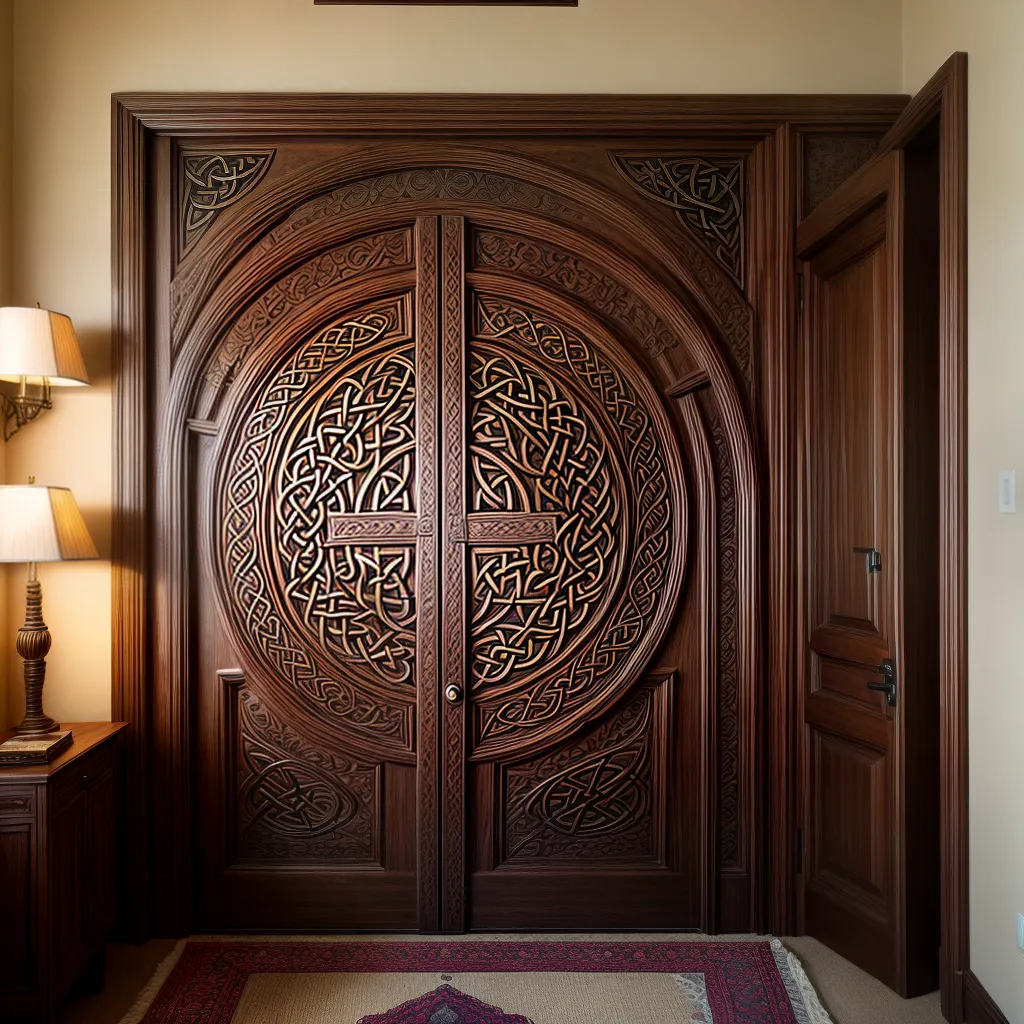 porta madeira entrelacados celta sala