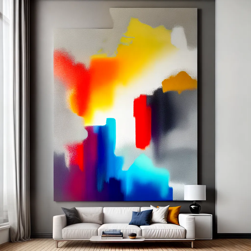pintura abstrata cores moderna sala