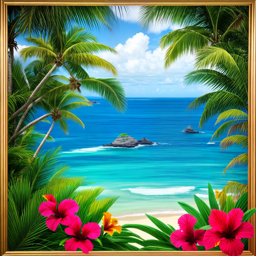 mural ilhas pacifico tropical