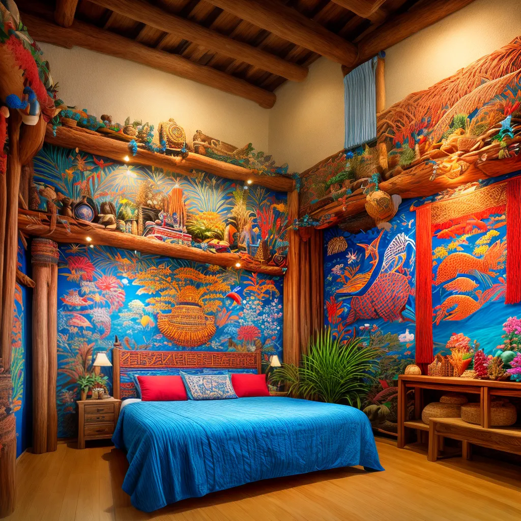 mural ilhas pacifico esculturas mascaras