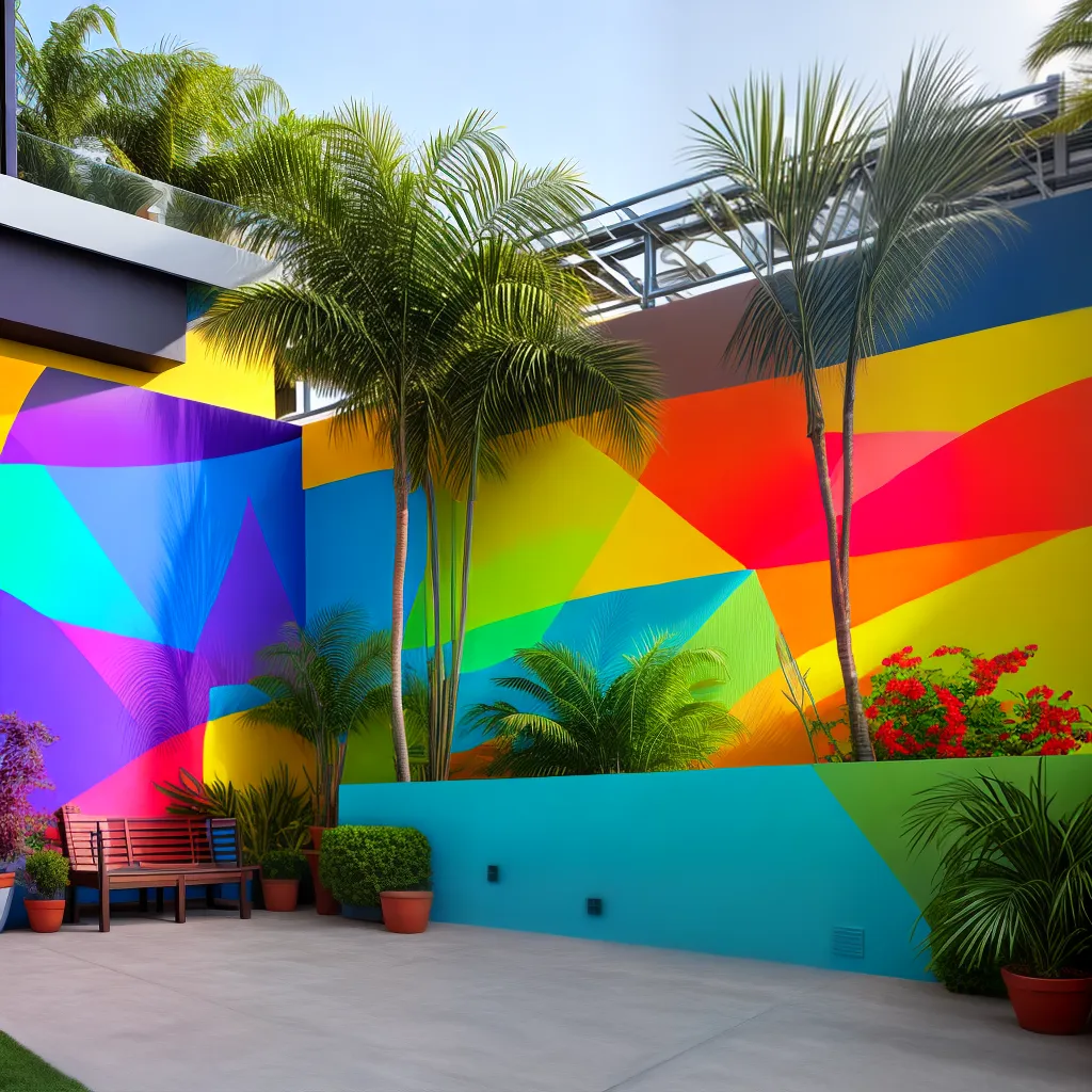mural vibrante lounge ao ar livre