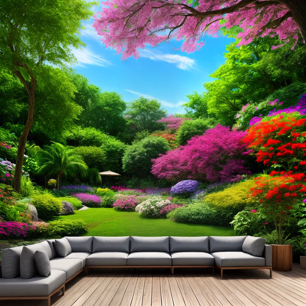 mural natureza colorido area lounge