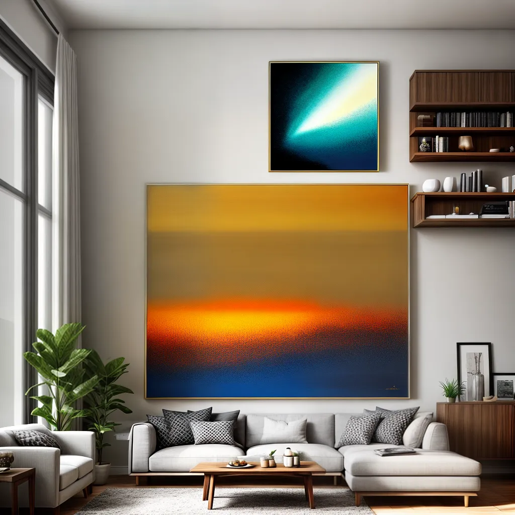 sala estar tons terrosos pintura abstrata