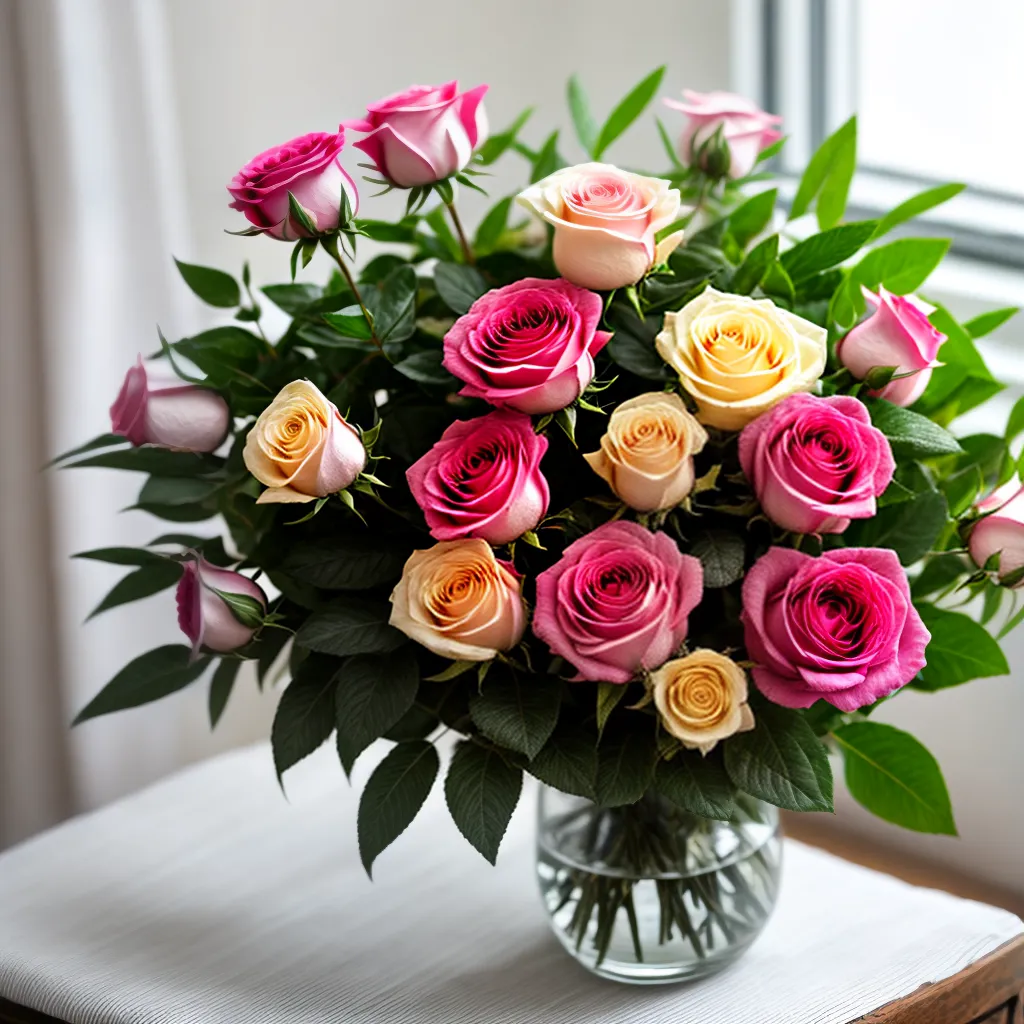 buque rosas janela rustico valentines