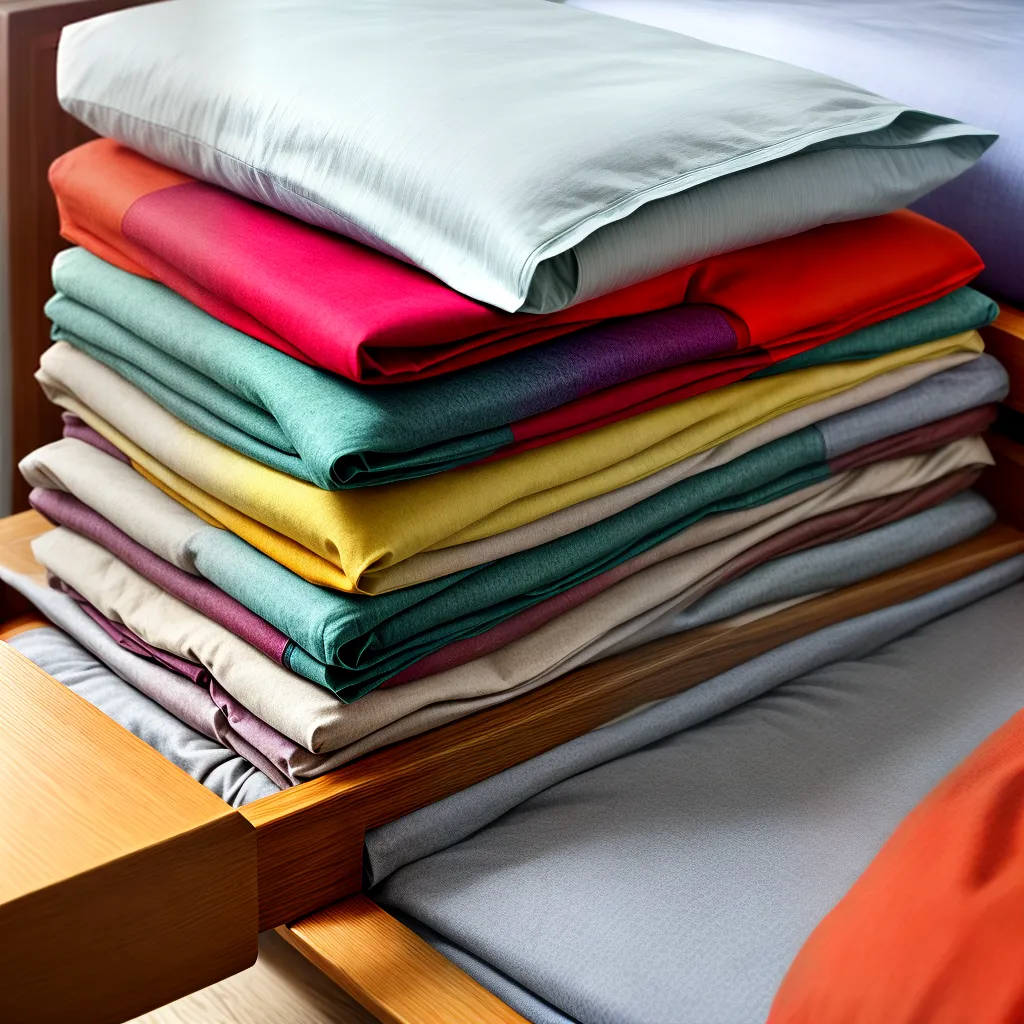 roupa de cama cores arrumado bau