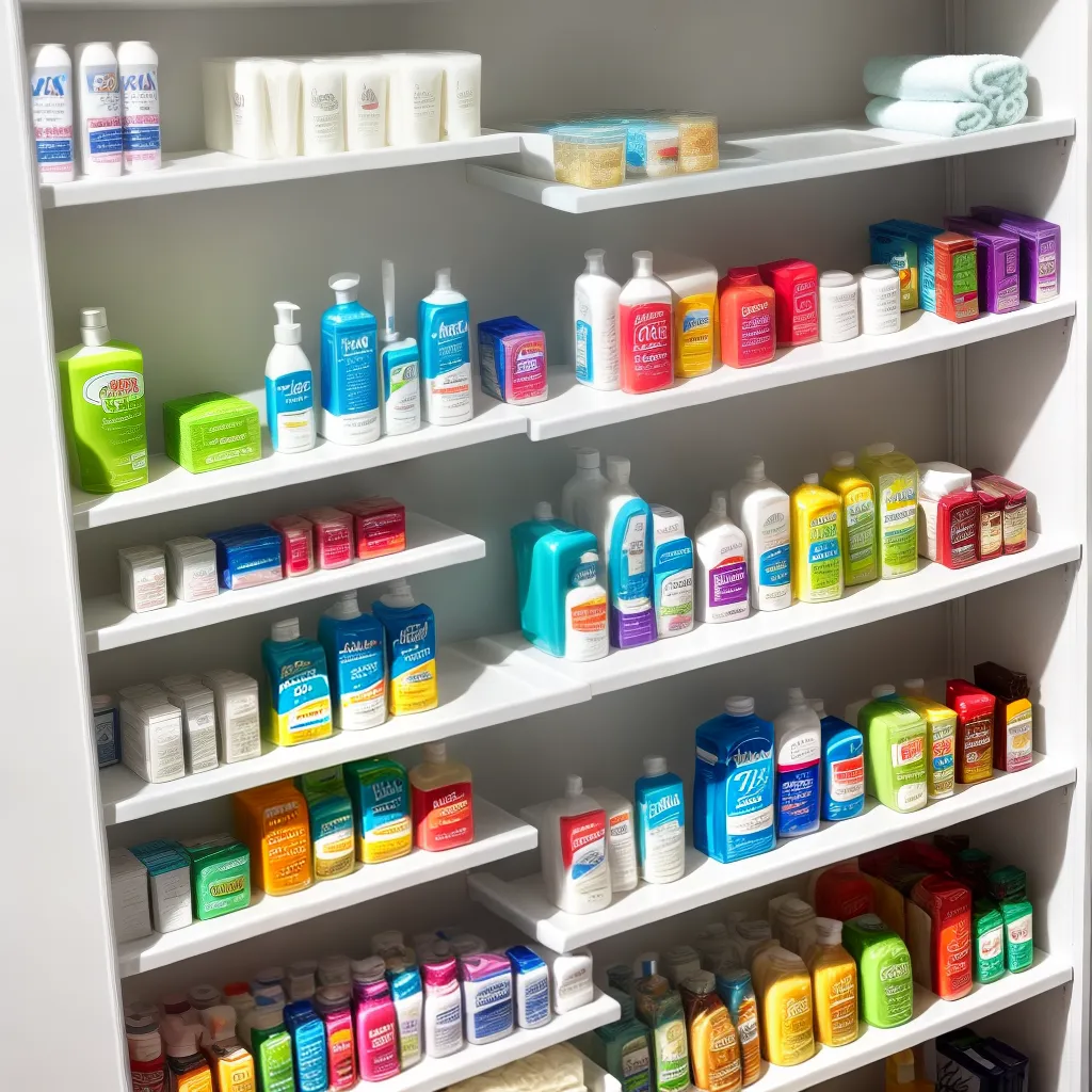 prateleira organizada produtos higiene