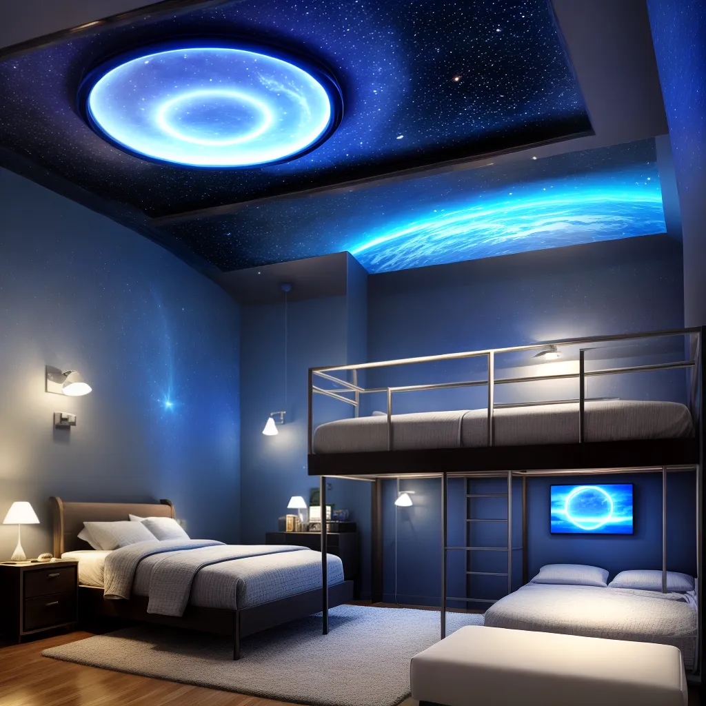 quarto espacial cama nave estrelas