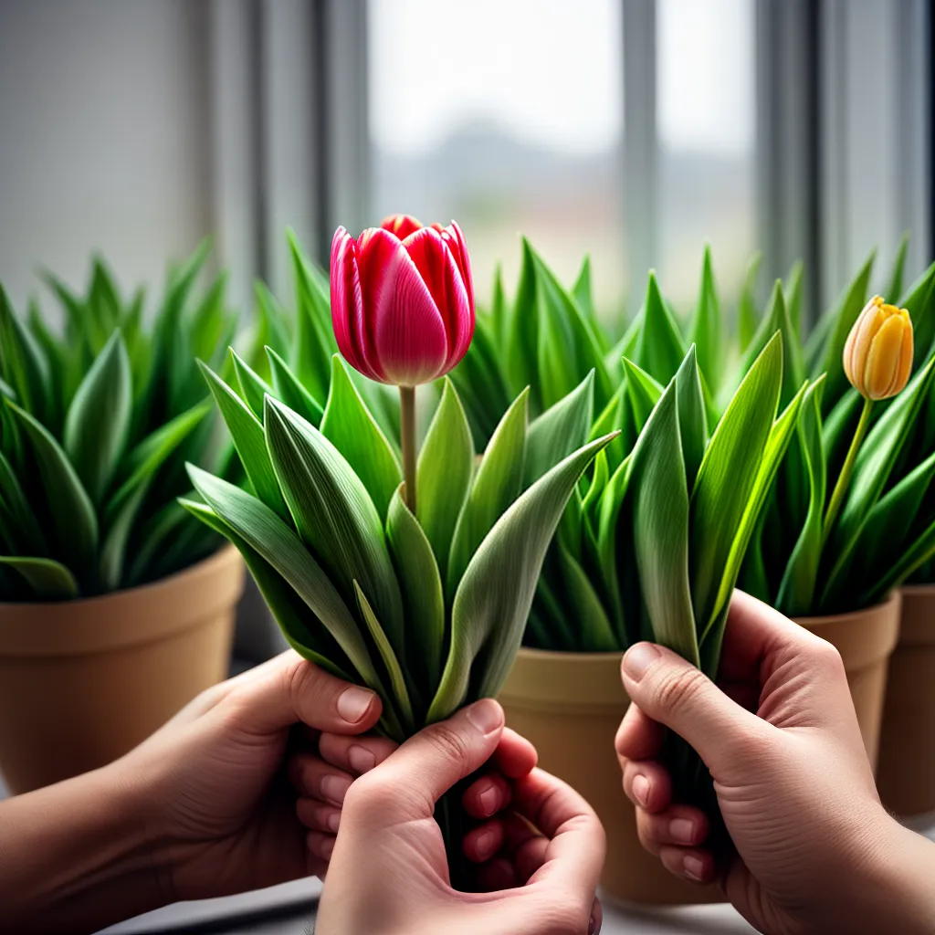 maos tulipa plantio terra luz