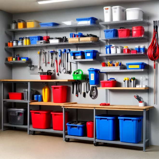 garagem organizada armazenamento ferramentas