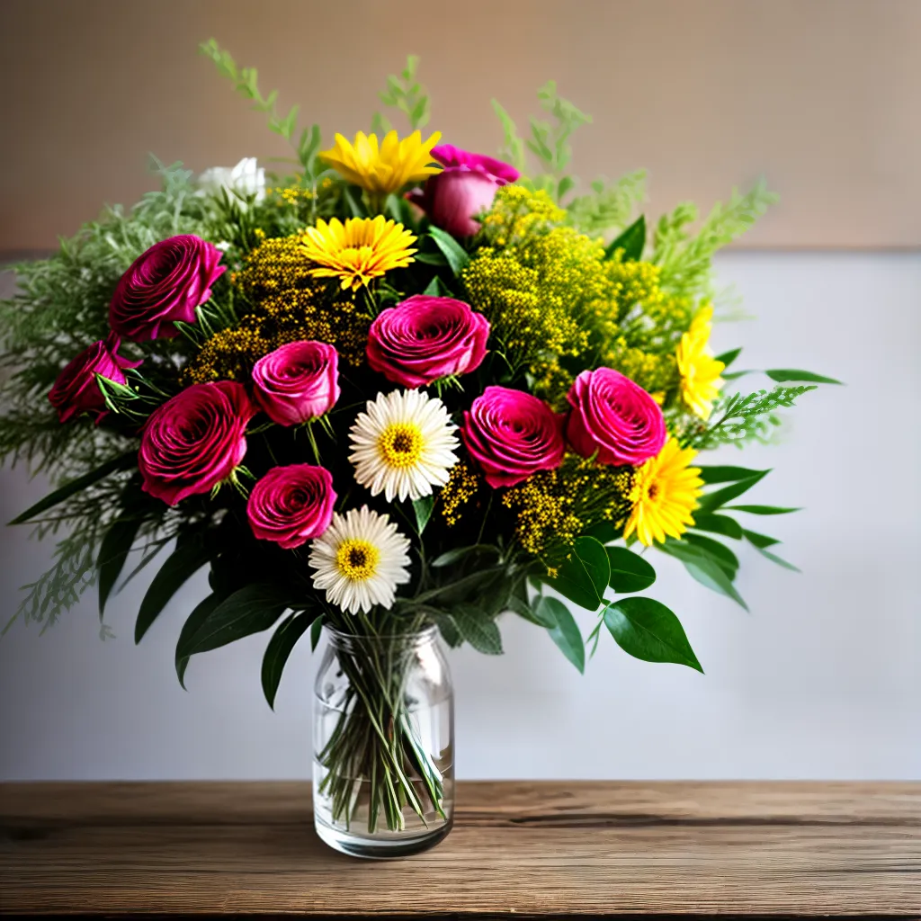 bouquet flores vidro mesa rustica