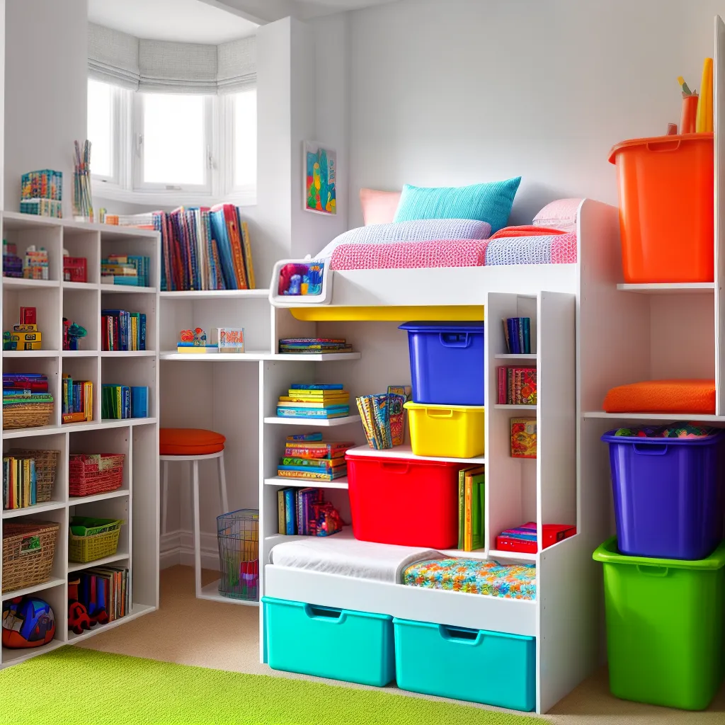 quarto infantil organizado cores armazenamento
