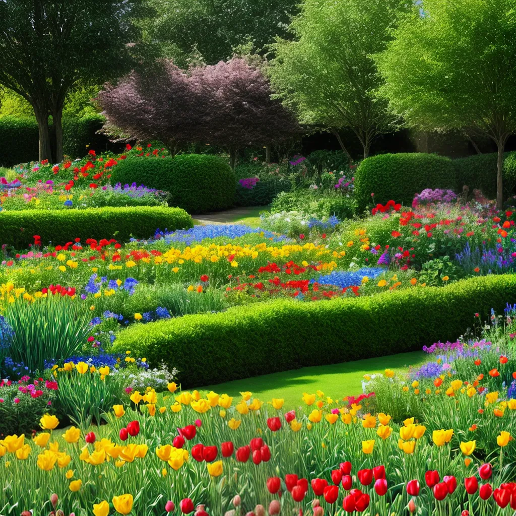 jardim colorido flores diversas