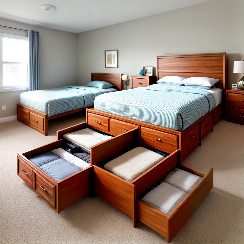cama trundle moderna gavetas armazenamento