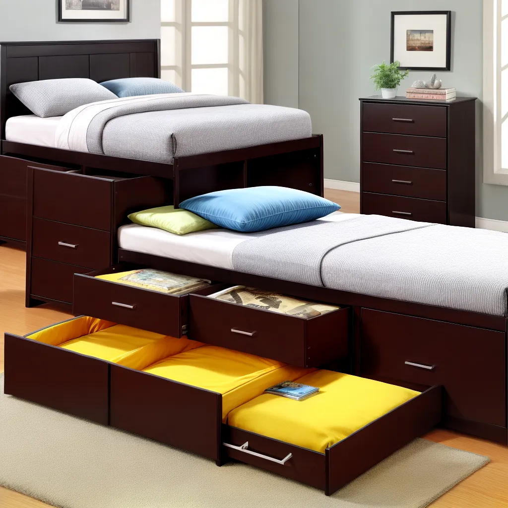 cama trundle com gavetas organizacao
