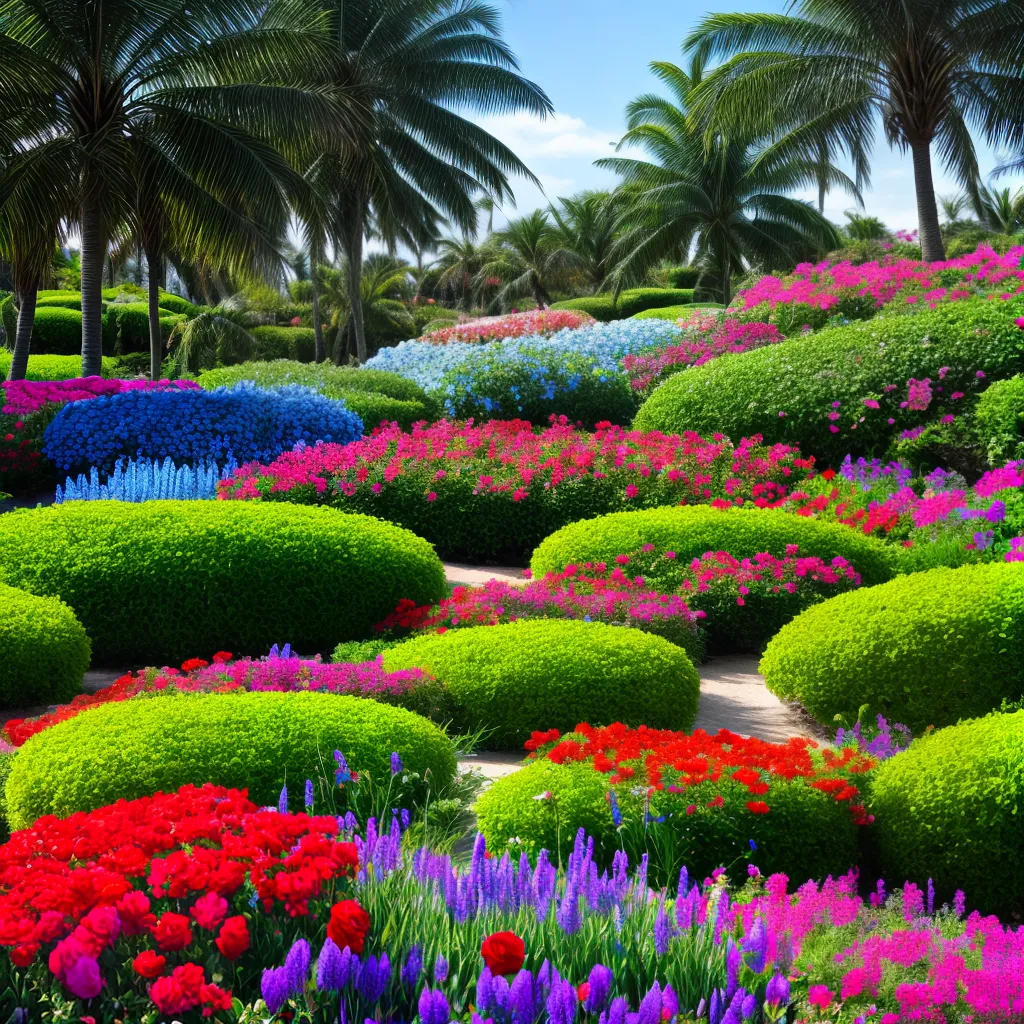 jardim colorido flores mar paisagem