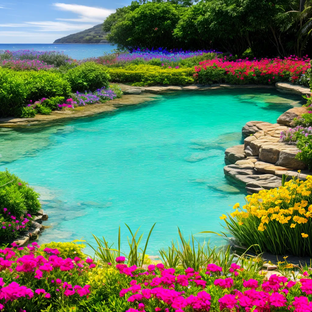 jardim colorido flores praia serena