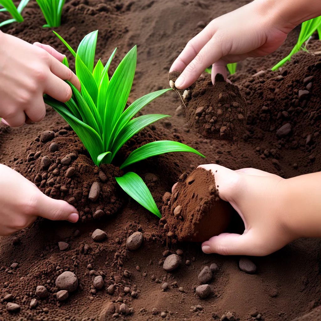 plantando lirio maos terra