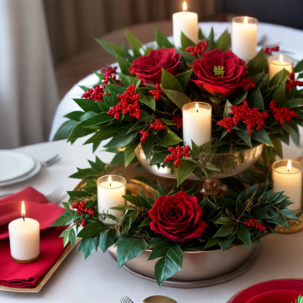 mesa natalina arranjo flores vermelhas 2 mesa natalina arranjo flores vermelhas 2