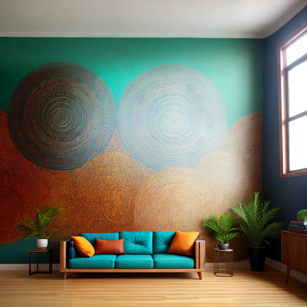 mural geometrico maya azteca sala