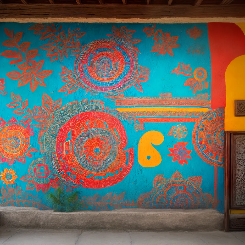 mural maya azteca motivos culturais