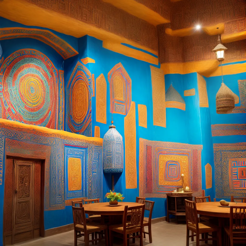 mural geometrico maya azteca decoracao