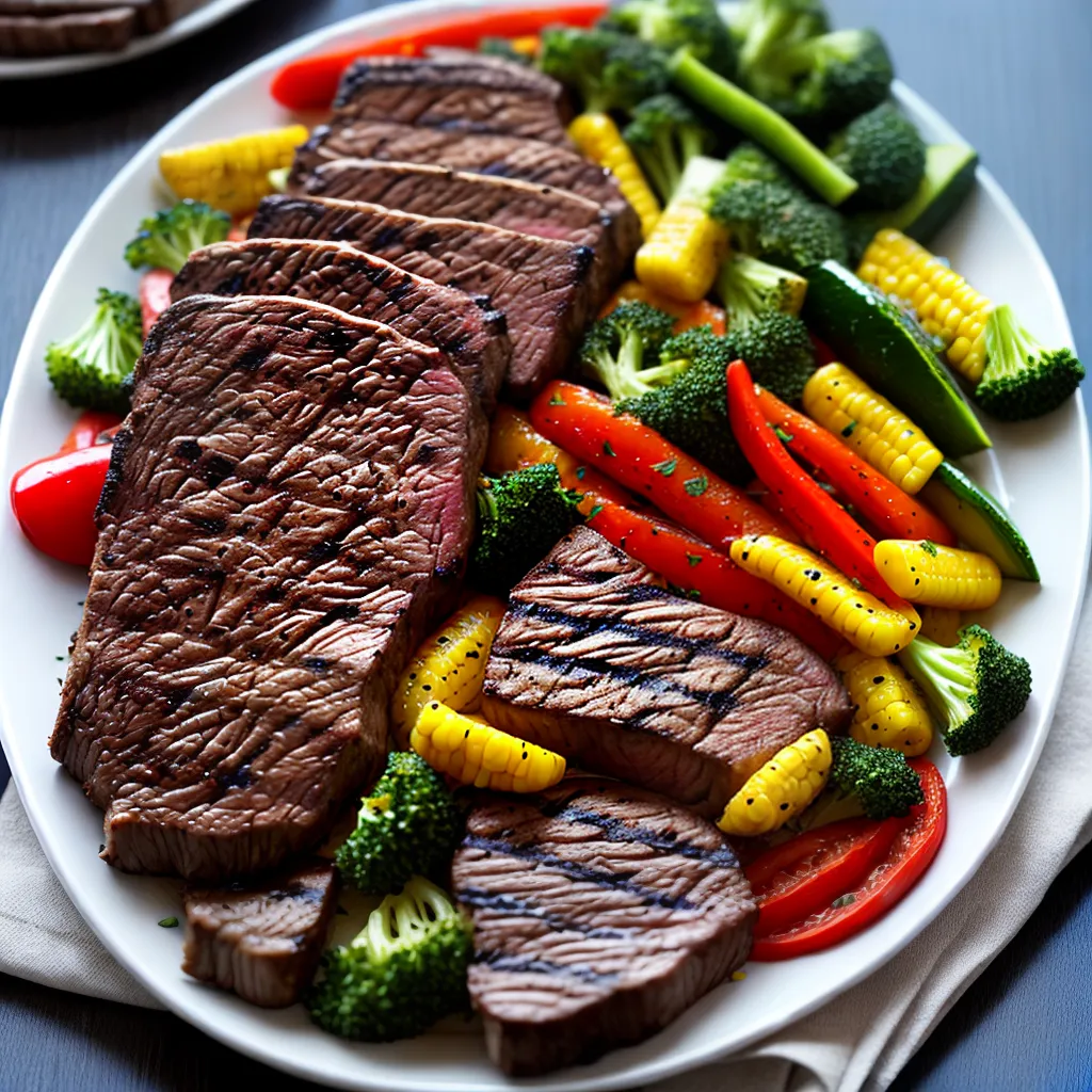 churrasco suculento carne grelhada legumes 2