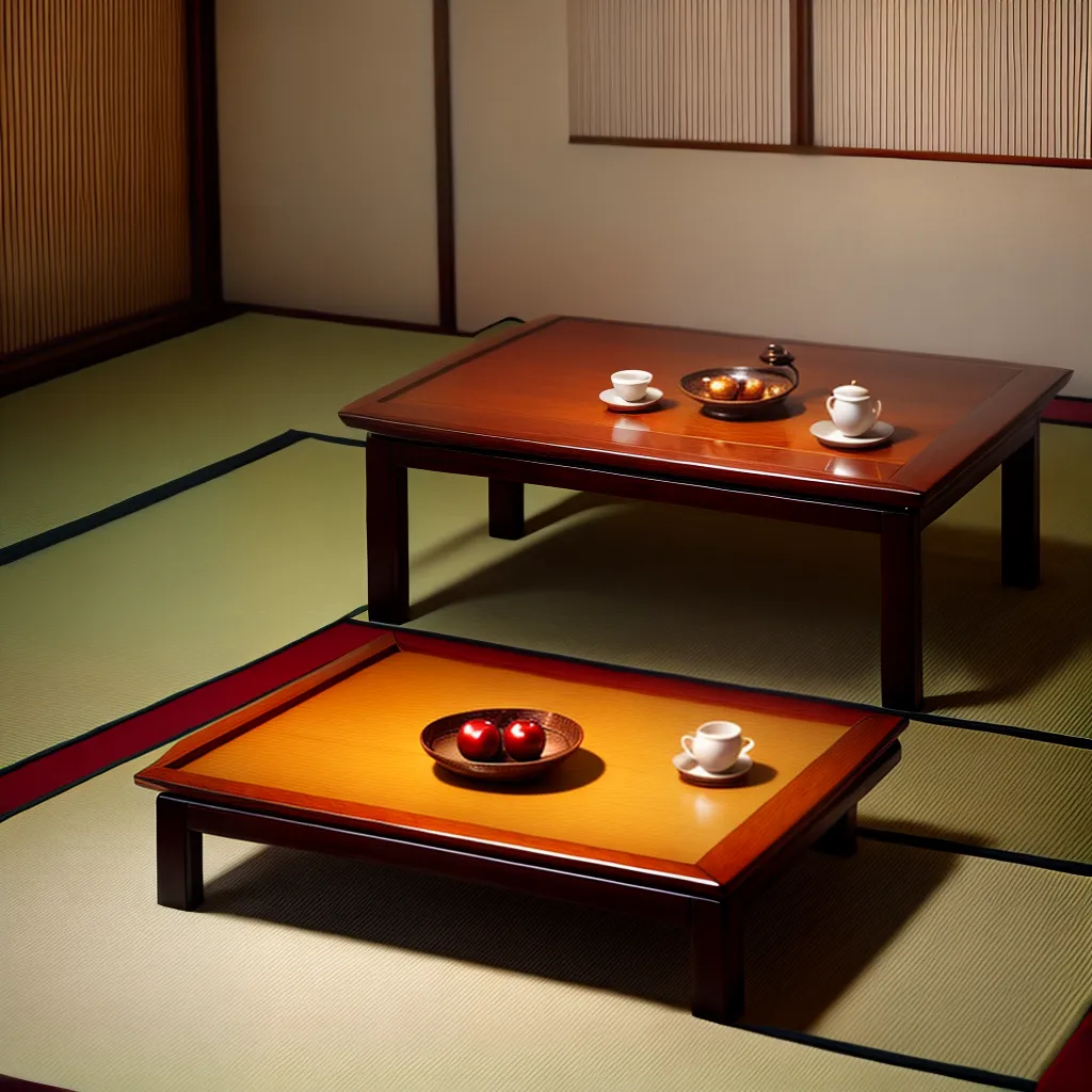conjunto cha japones madeira sala tatami