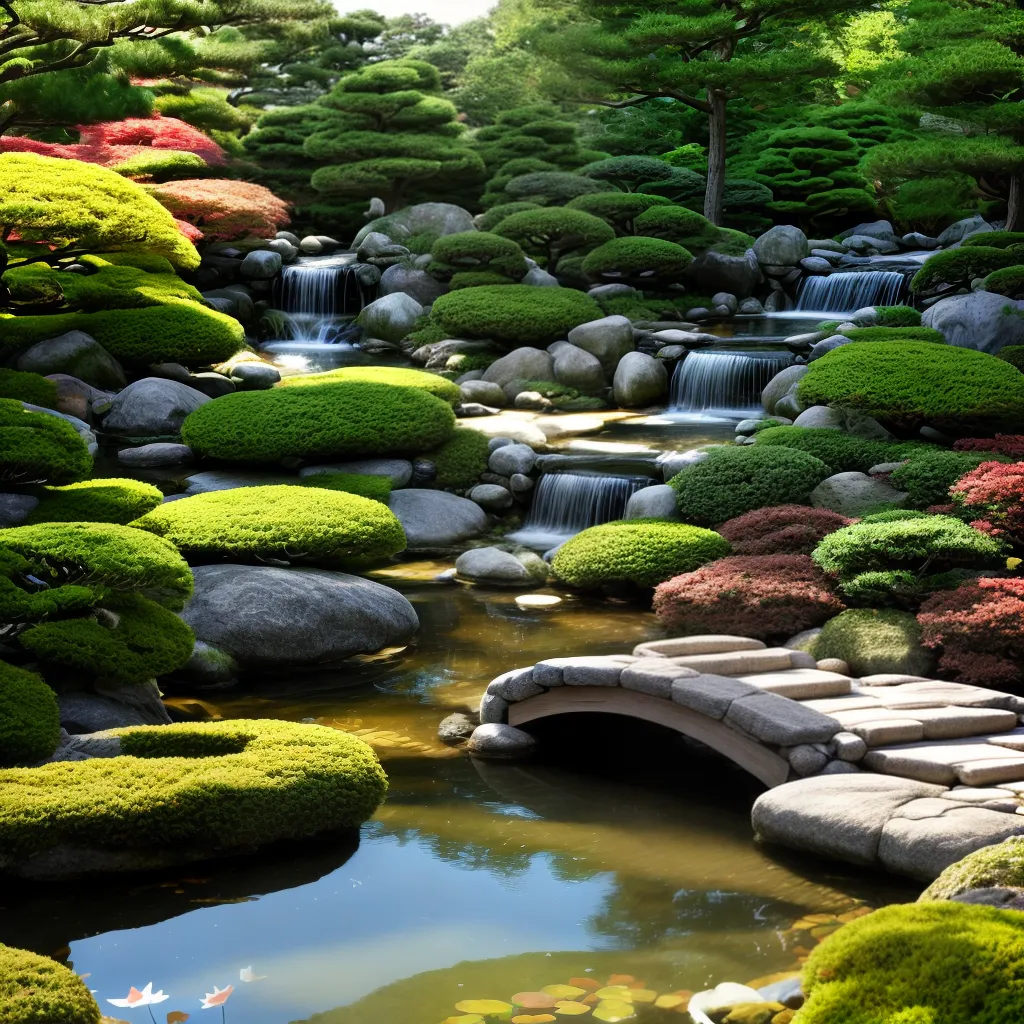 jardim zen japones ponte peixe koi