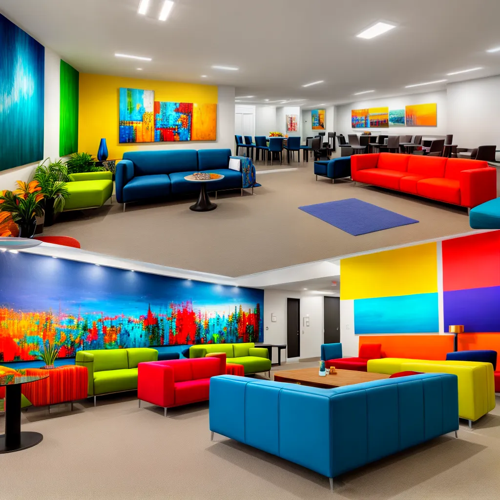 sala espera vibrante arte abstrata