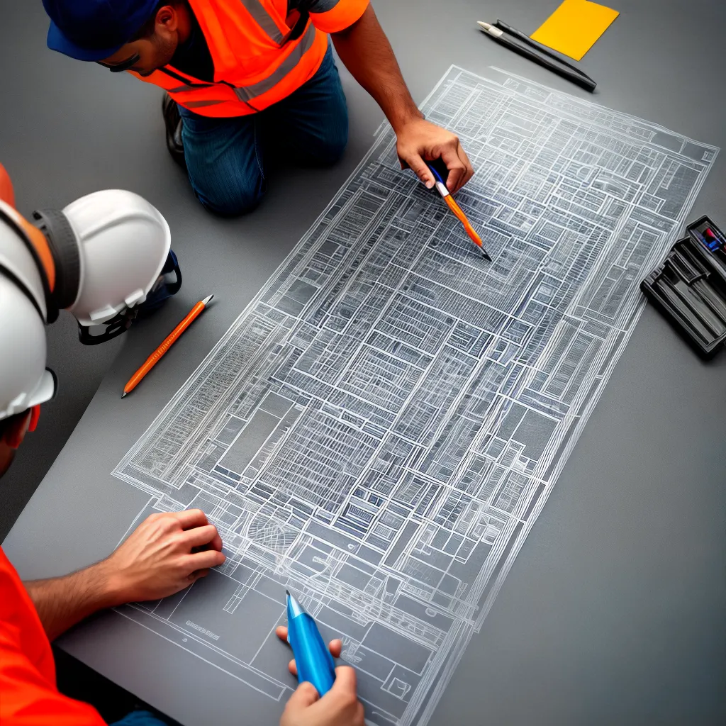 trabalhador construcao planta arquitetura