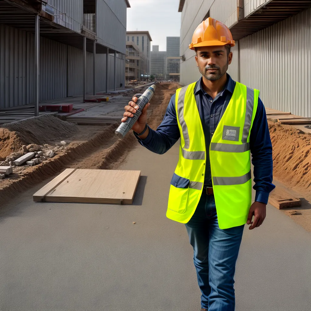 trabalhador construcao plano edificio geometrico